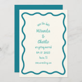 Whimsical Minimal Wavy Border Handschriftlich einf Save The Date (Vorne/Hinten)