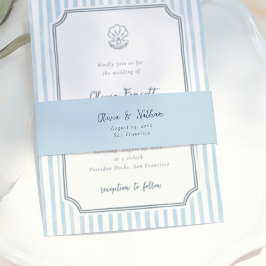 Whimsical Minimalist Blue Calligraphy Wedding Einladungsbanderole