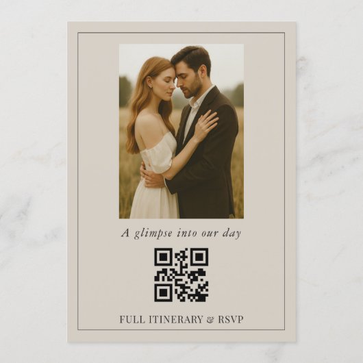 Whimsical Minimalist Script Photo QR Code Wedding Einladung (Rückseite)