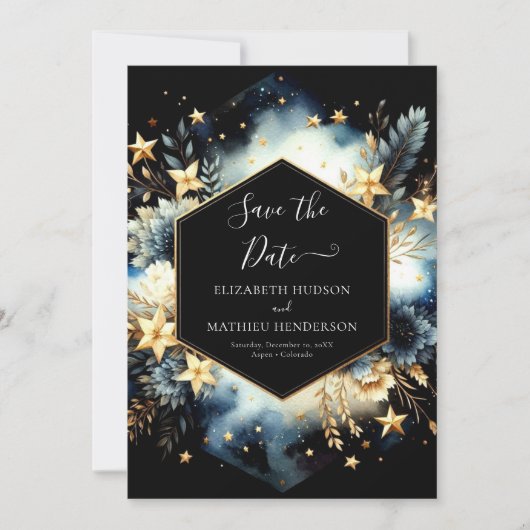 Whimsical Minimalistisch Celestial Wedding Save The Date (Vorderseite)