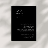 Whimsical Minimalistisch Script Black Monogram Wed Einladung