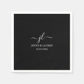 Whimsical Minimalistisch Script Black Wedding Cock Serviette (Vorderseite)