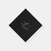 Whimsical Minimalistisch Script Black Wedding Cock Serviette (Ecke)
