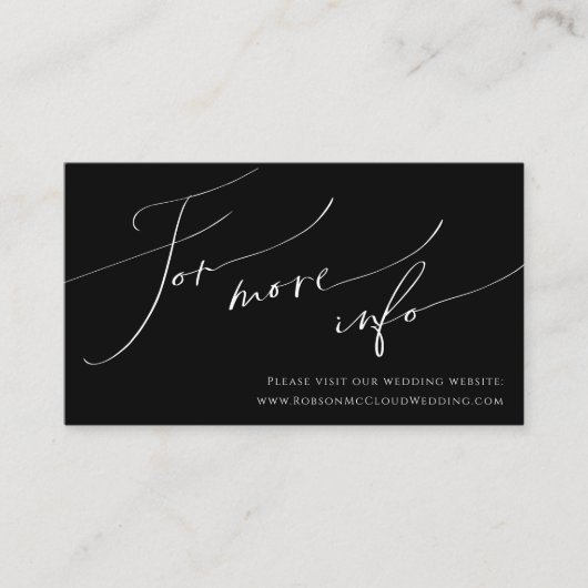 Whimsical Minimalistisch Script Black Wedding Webs Begleitkarte (Vorderseite)