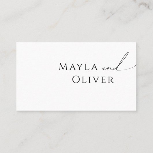 Whimsical Minimalistisch Script Flat Wedding Platzkarte (Rückseite)