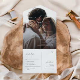 Whimsical Minimalistisch Script Foto Siegel und Se All In One Einladung