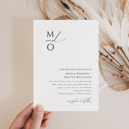 Whimsical Minimalistisch Script Monogram Wedding Einladung