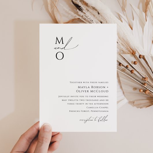 Whimsical Minimalistisch Script Monogram Wedding Einladung