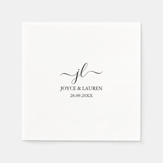 Whimsical Minimalistisch Script Personalisiert Wed Serviette (Vorderseite)