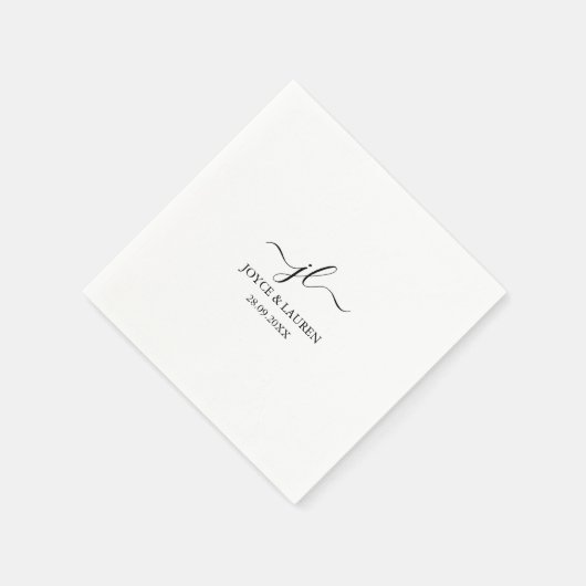 Whimsical Minimalistisch Script Personalisiert Wed Serviette (Ecke)