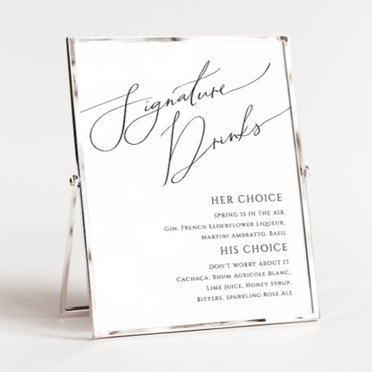 Whimsical Minimalistisch Script Signature Drinks u Poster