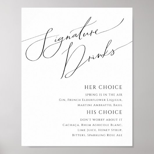 Whimsical Minimalistisch Script Signature Drinks u Poster (Vorne)