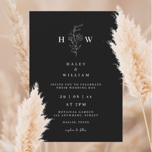 Whimsical Minimalistisch Script Simple White Weddi Einladung