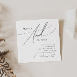 Whimsical Minimalistisch Script Square Wedding Einladung<br><div class="desc">Diese minimalistische, quadratische Hochzeitseinladung ist perfekt für Ihre klassische, einfache Schwarz-Weiß minimale moderne Boho Hochzeit. Das Design besticht durch elegante, delikate und romantische handgeschriebene Kalligraphieschriften mit formaler Shabby Chic-Typografie. Das Aussehen wird bei jeder Hochzeitszeit gut sein: Frühling, Sommer, Herbst oder Winter! Das Produkt ist bearbeitbar und hat viel Leerraum, sodass...</div>