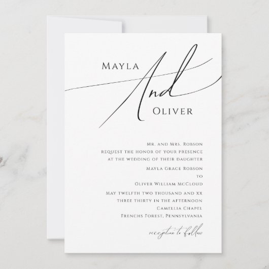 Whimsical Minimalistisch Script Traditionelle Hoch Einladung (Vorderseite)