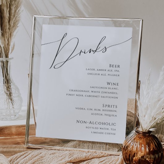 Whimsical Minimalistisch Script Wedding Drinks Men Poster