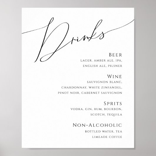 Whimsical Minimalistisch Script Wedding Drinks Men Poster (Vorne)