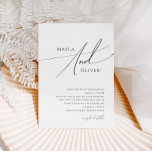 Whimsical Minimalistisch Script Wedding Einladung<br><div class="desc">Diese minimalistische Schrift-Hochzeitseinladung ist perfekt für Ihre klassische einfache Schwarz-Weiß minimale moderne Boho Hochzeit. Das Design besticht durch elegante, delikate und romantische handgeschriebene Kalligraphieschriften mit formaler Shabby Chic-Typografie. Das Aussehen wird bei jeder Hochzeitszeit gut sein: Frühling, Sommer, Herbst oder Winter! Das Produkt ist bearbeitbar und hat viel Leerraum, sodass Sie...</div>