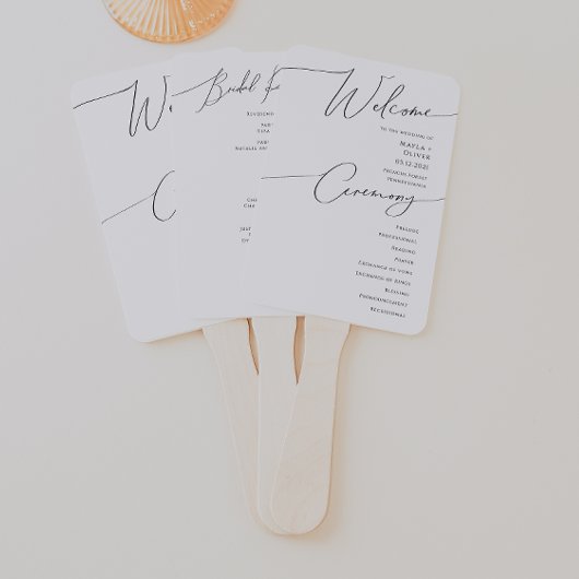 Whimsical Minimalistisch Script Wedding Program Fächer