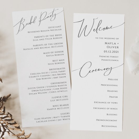 Whimsical Minimalistisch Script Wedding Program Programm