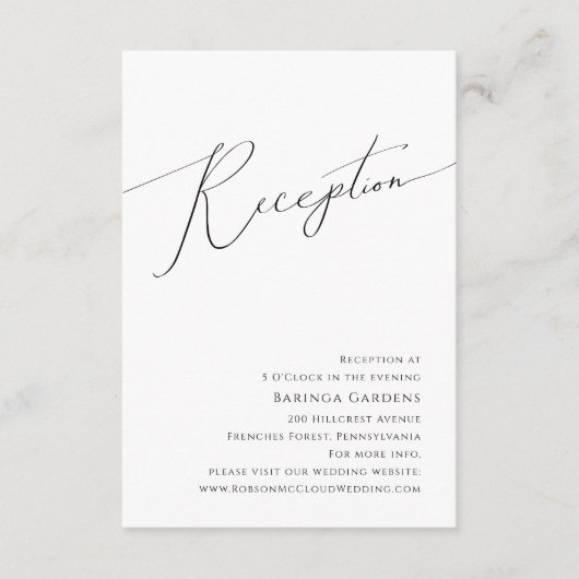 Whimsical Minimalistisch Script Wedding Reception  Begleitkarte (Vorderseite)