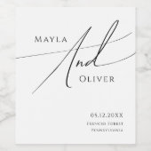 Whimsical Minimalistisch Script Wedding Weinetikett (Einzelnes Label)