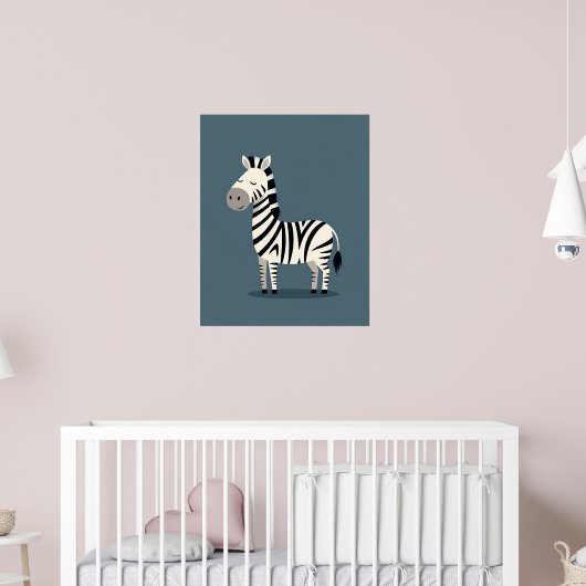 Whimsical Minimalistisch Zebra Kinderzimmer Art Po Poster (Kinderzimmer 2)