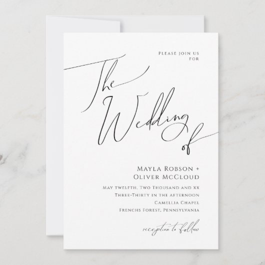 Whimsical Minimalistisches Skript das Hochsetzen v Einladung (Vorderseite)