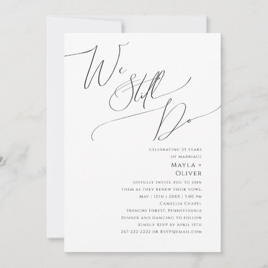 Whimsical Minimalskript wir noch tun Vow Erneuerun Einladung (Vorderseite)