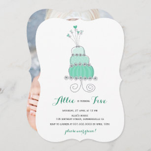 Whimsical Mint Cake Girl Geburtstagsparty Einladun Einladung