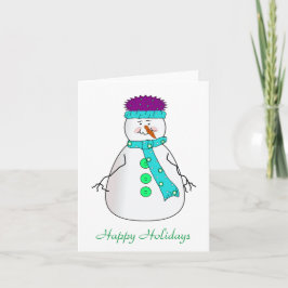 Whimsical Mister Snowman Happy Holidays Primitive Feiertagskarte