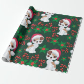 Whimsical Mistletoe und Welpen Geschenkpapier (Ungerollt)