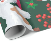 Whimsical Mistletoe und Welpen Geschenkpapier (Rolleneckpunkt)