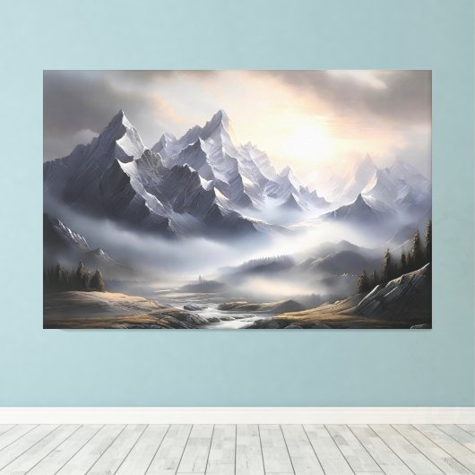 Whimsical Misty Mountain Landschaft Leinwanddruck (Insitu (Holzboden))