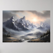 Whimsical Misty Mountain Landschaft Poster (Vorne)