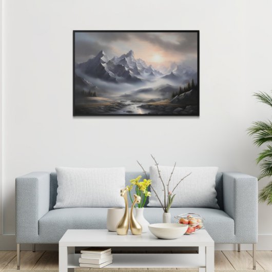 Whimsical Misty Mountain Landschaft Poster