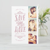 Whimsical Mod 3-Foto Save the Date | Malvenfarben (Stehend Vorderseite)