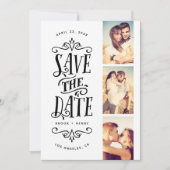 Whimsical Mod 3-Foto Save the Date | Schwarz (Vorderseite)
