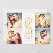 Whimsical Mod 4-Foto Save the Date | Gold (Vorderseite)