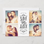 Whimsical Mod 4-Foto Save the Date | Schwarz (Vorderseite)
