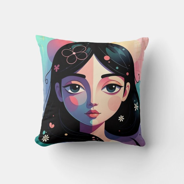 Whimsical Modern Art Throw Pillow Kissen (Vorderseite)