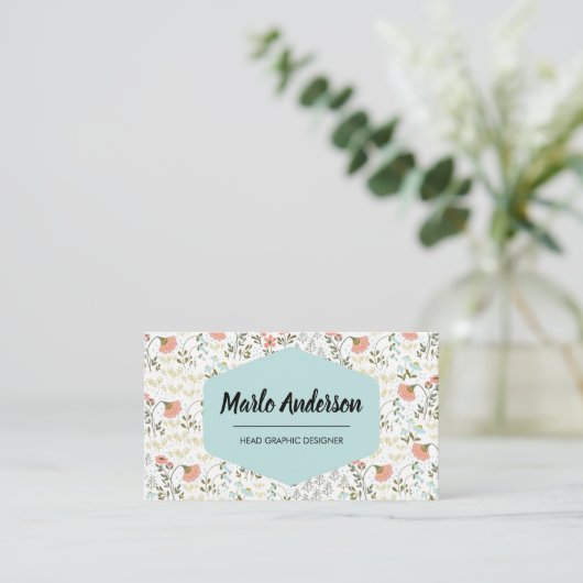 Whimsical Modern Blume Business Card Visitenkarte (Stehend Vorderseite)