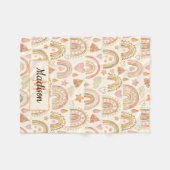 Whimsical Modern Boho Rainbow Pattern Name Baby Fleecedecke (Vorderseite (Horizontal))