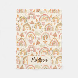 Whimsical Modern Boho Rainbow Pattern Name Baby Fleecedecke