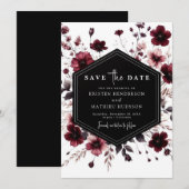 Whimsical Modern Burgundy Wedding Save The Date (Vorne/Hinten)