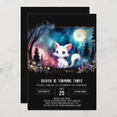 Whimsical Modern Cat Birthday Einladung (Vorne/Hinten)