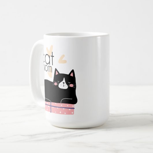 Whimsical Modern Cat Mama Spaß Typografie Kaffeetasse (Vorderseite Links)