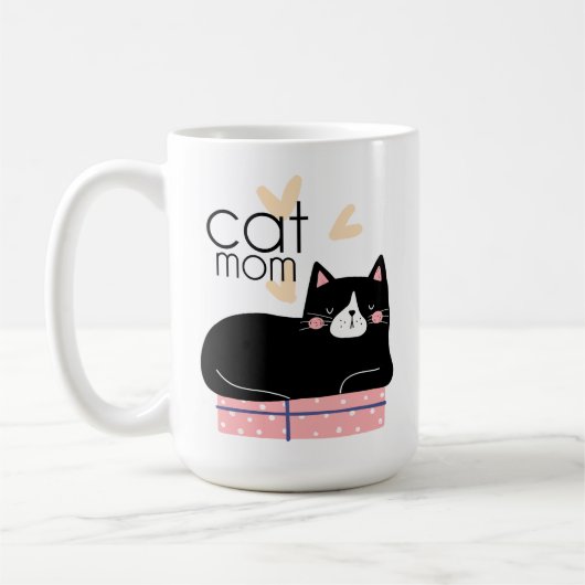 Whimsical Modern Cat Mama Spaß Typografie Kaffeetasse (Links)