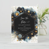 Whimsical Modern Celestial Wedding Save The Date (Stehend Vorderseite)