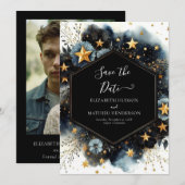 Whimsical Modern Celestial Wedding Save The Date (Vorne/Hinten)